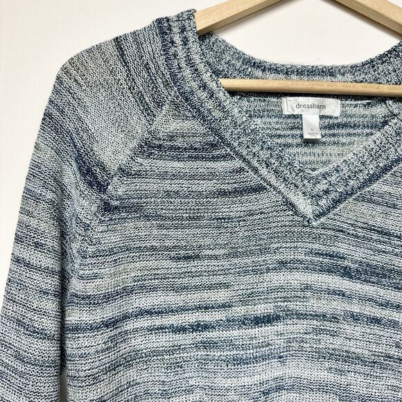 DressBarn Asymmetrical Women’s‎ Size Lg Blue Gray Knit Long 3/4 Sleeve Sweater - Picture 3 of 13
